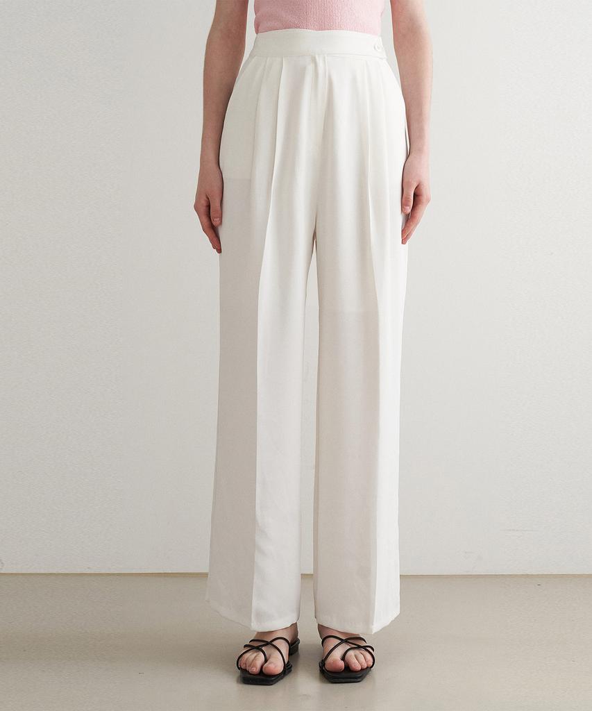 ADAUL Summer Pintuck Wide Slacks - Ivory