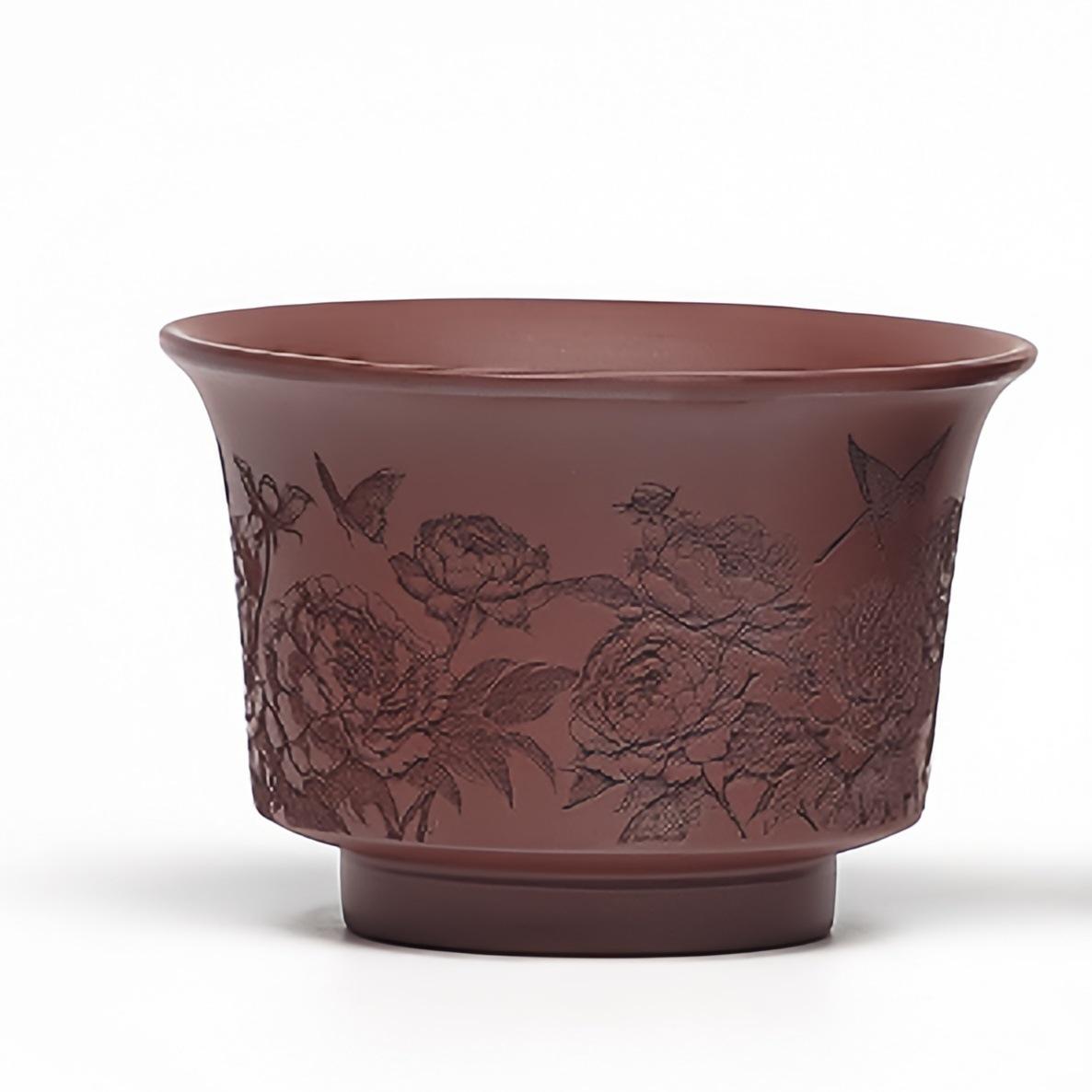 Master s High-Grade Purple Clay Zisha Tea Tasting Cup - National Color, Heavenly Fragrance, Snow Mountain Design for Home Use