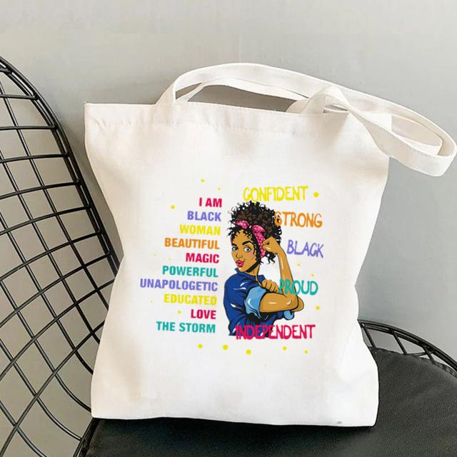 Shopper Girl Power with Butterflies Bag Harajuku Women Shopping Bag Canvas Shopper Bag Girl Handbag Tote Bag Shoulder Lady Bag