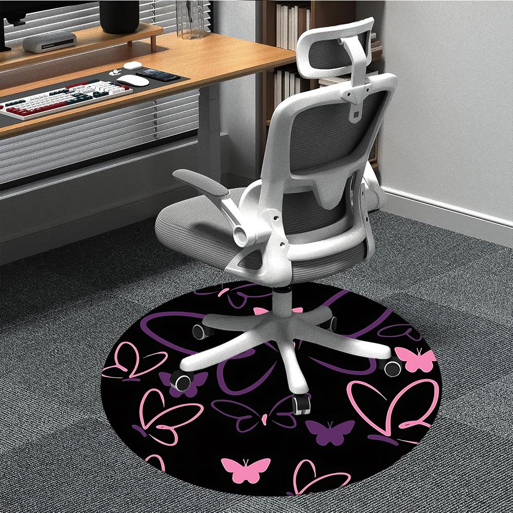 

1PC Butterfly Pattern Chair Carpet for Office, Indoor Non-Slip Washable Carpet, Soft Comfortable Mat For Office Room yy250930183 80cm by 80cm