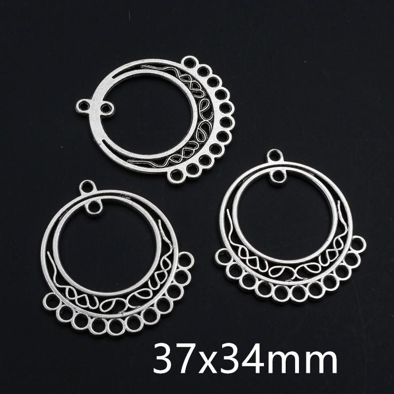 10pcs Antique Silver Plated Vintage Boho Style Connector Charms Pendant DIY Jewelry Making Accessories for Bracelet Necklace