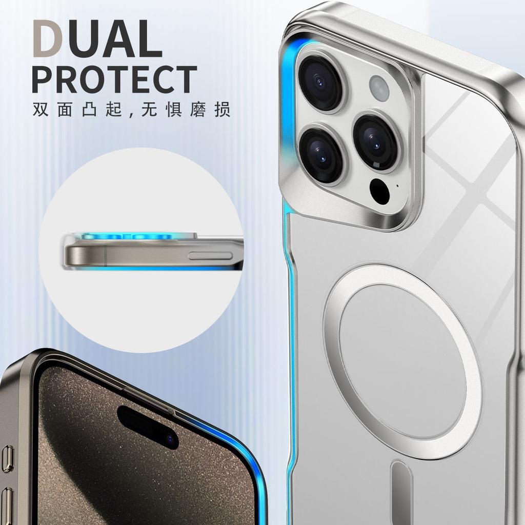 Natural Titanium Gold magsafe charging phone case for 17 16 15 14 13 12 11 Pro Max Air magnetic scratch-proof plating hard cover