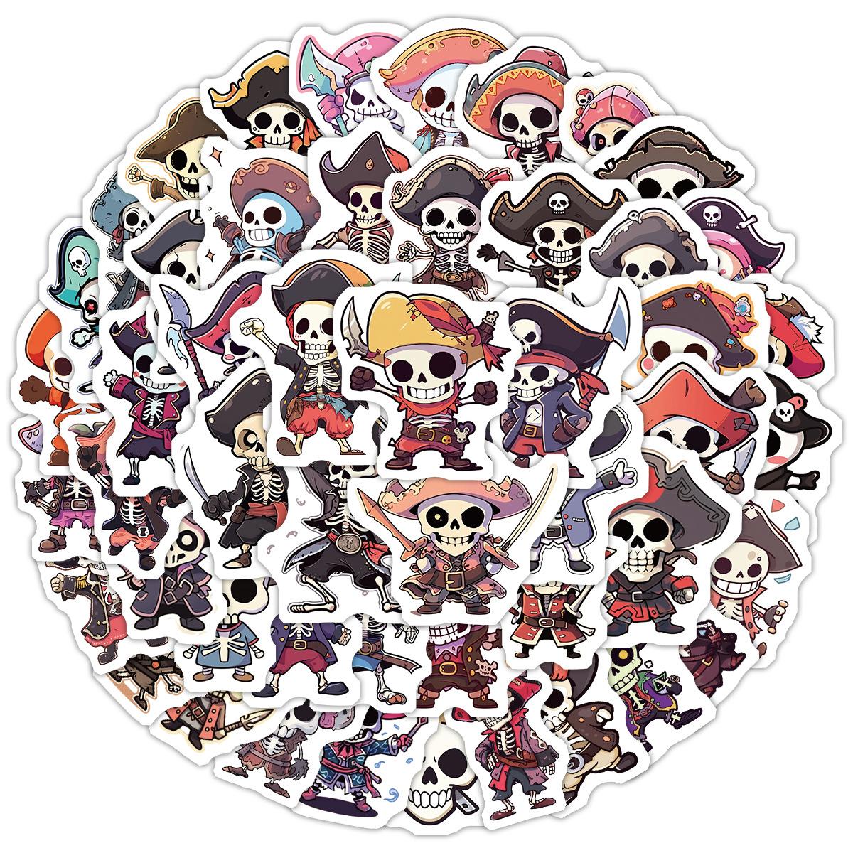 

50 Pieces of Cute Pirate Skeleton Series Graffiti Stickers for DIY Stationery, Water Cups, and Computer Decoration