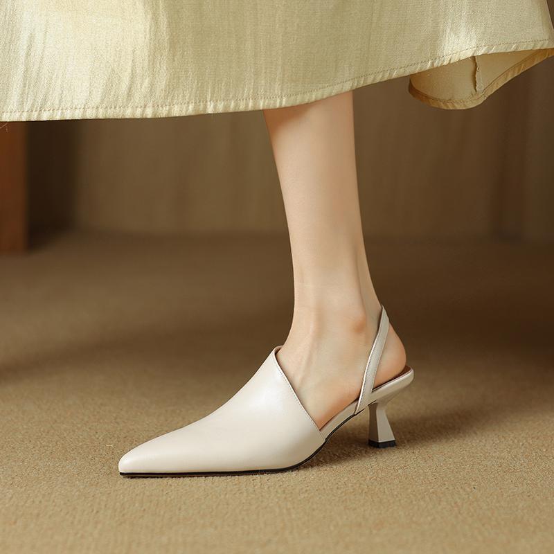 Fashion Size 34-40 Sandals for Women Genuine Leather High Heel Heels Summer Shoes 2025 Sexy Pointy Toe Party Office Dress Women Sandals