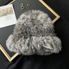Women S Winter Warm Fluffy Rabbit Fur Blend Knit Bucket Hat