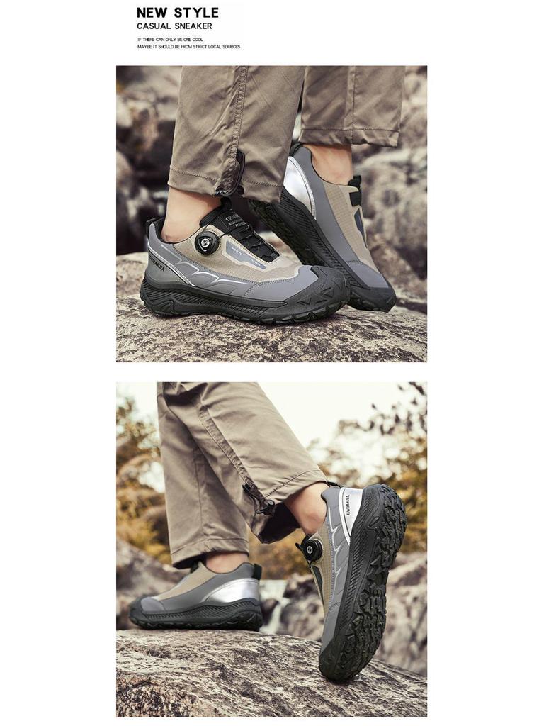 Men's Versatile Casual Dad Shoes with Rotating Buttons - Thick Sole for Sports, Hiking, and Travel