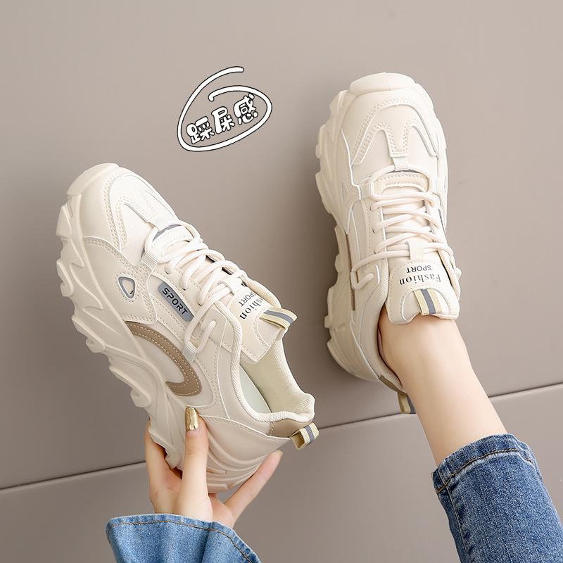 Dad shoes leather surface spring and summer new sports shoes student lightweight soft-soled running shoes 34
