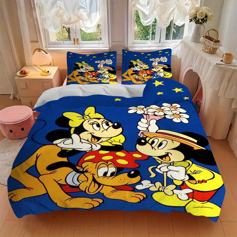 3pcs Mickey Minnie Pluto Quilt Set Soft and Comfortable Bedroom, Guest Room and Dorm Decor Bedding Set Q052
