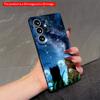 2DFlat Samsung Phone Case Starry Night Cats Wallpaper Phone Case Applicable To Galaxy S23 S24 S25ULTRA S26 A12 A14 A15 A16 A54 A55