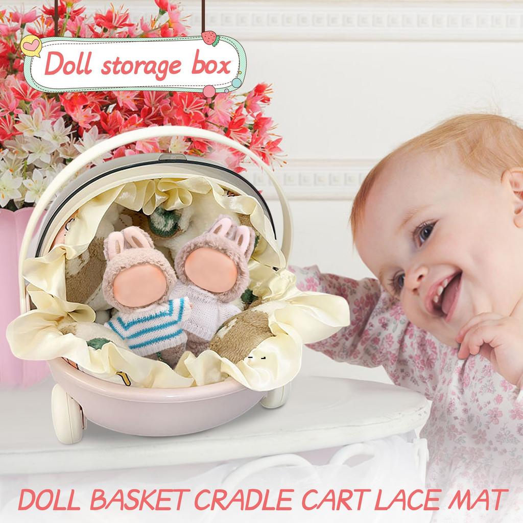 Cotton Doll Storage Box For Doll Mattress Bedding Doll Basket Cradle Stroller Lace Mat