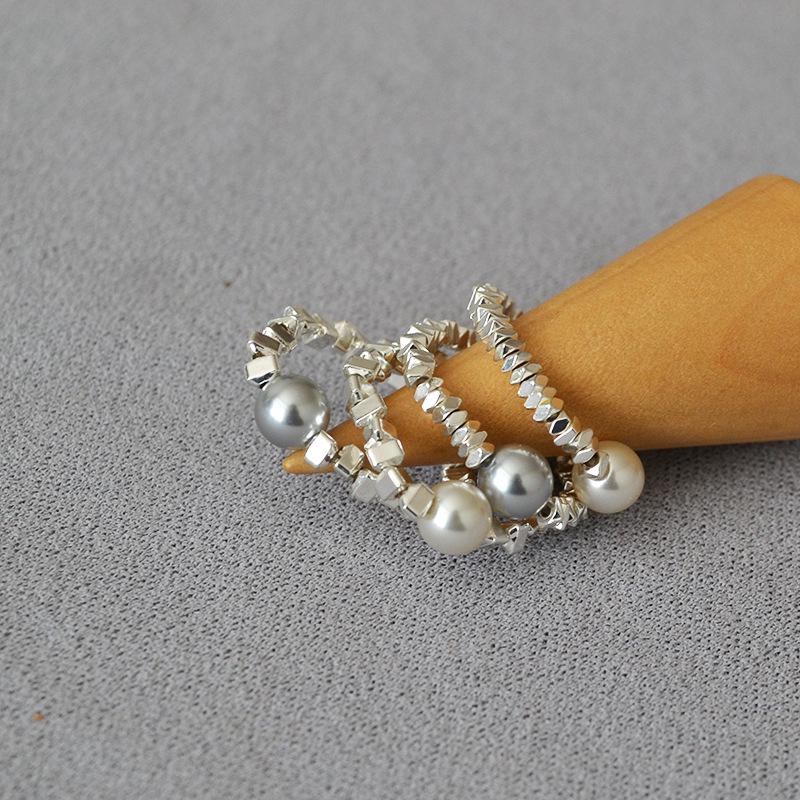 Minimalist Crushed Silver Pearl Elastic Ring: Unique Japanese and South Korean Style