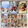 Christmas Vintage Tin Sign Santa Claus Plaque Metal Retro Plate Poster for Club Living Room Kitchen Home Wall Art Decoration