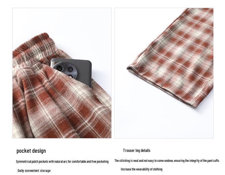 Plaid Elastic Waist Casual Petite Pants - Plus Size, Versatile Spring/Summer Style