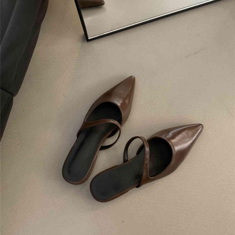 

Весна Лето Женские Мюли Шлепанцы Мода Мелкие Вечерние Платья Женские Балетки Шлепанцы Обувь с Острым Носком 35 коричневый