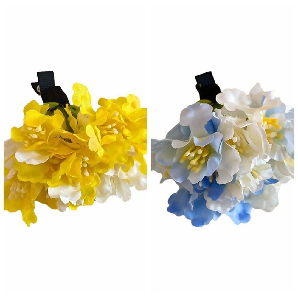 Cloth Simulation Flower Hairpin Colorful Headdress Flower Side Clip Headpieces Ancient Style Chinese Style Hair Clip Travel