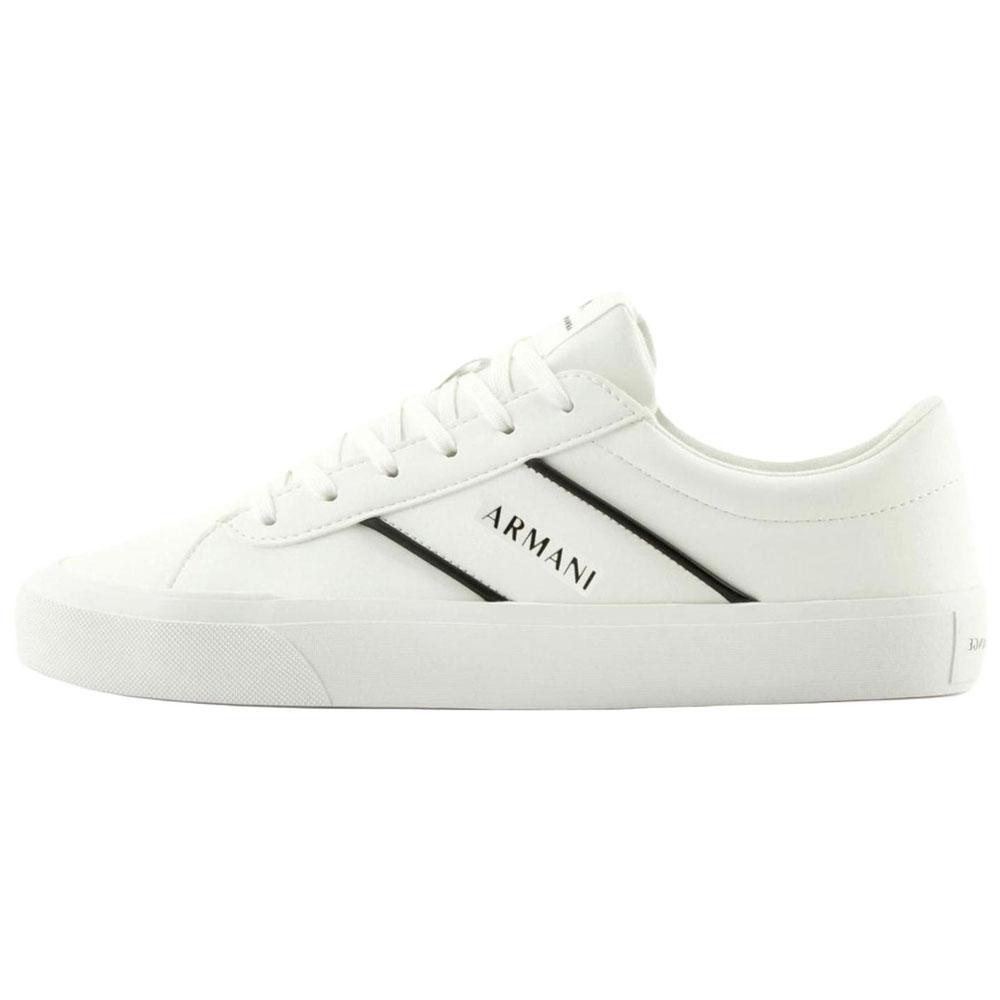 Armani Exchange Leather Round Toe Lace-Up Low-Top Sneakers Men sneakers White XUX165XV7581K488