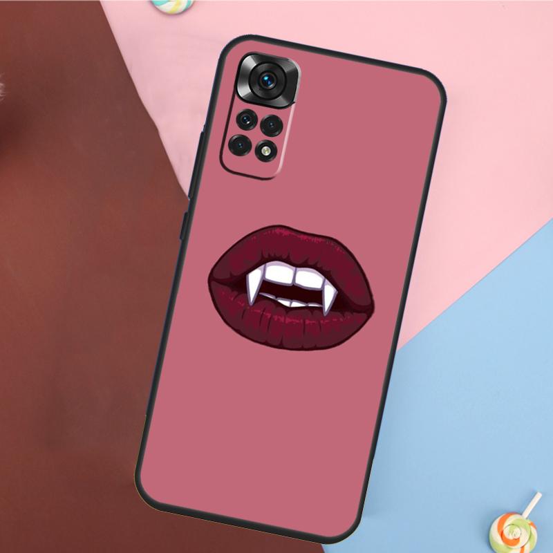 Sexy Vampire Lips Cover For Xiaomi Redmi Note 14 13 12 9 10 11 Pro 9S 10S 11S 12S Redmi 14C 10C 12C 13C Case