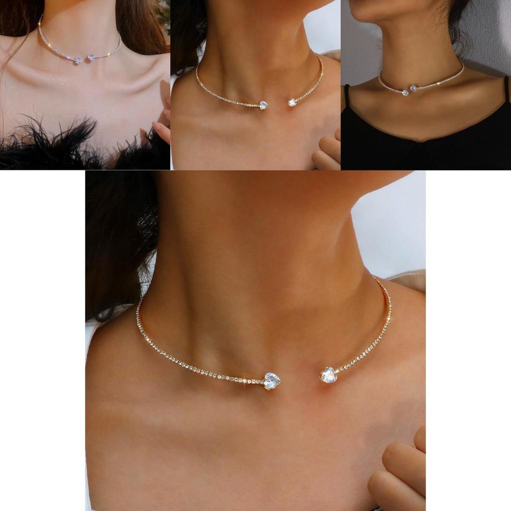Chic And Stylish Heart Rhinestone Choker Necklace For Trendy Women In 2023