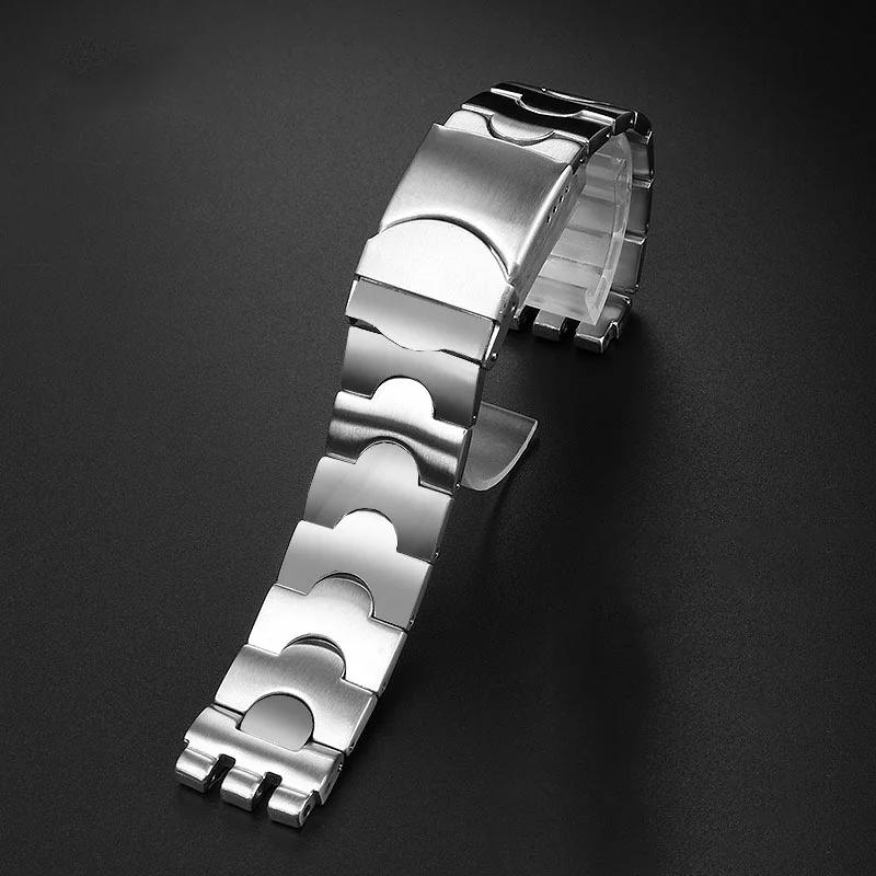 Accessori per Orologi Swatch YCS YAS YGS Acciaio Inossidabile Massiccio Argento Nero Cinturino Metallo da Uomo/Donna 17MM 19MM 21MM