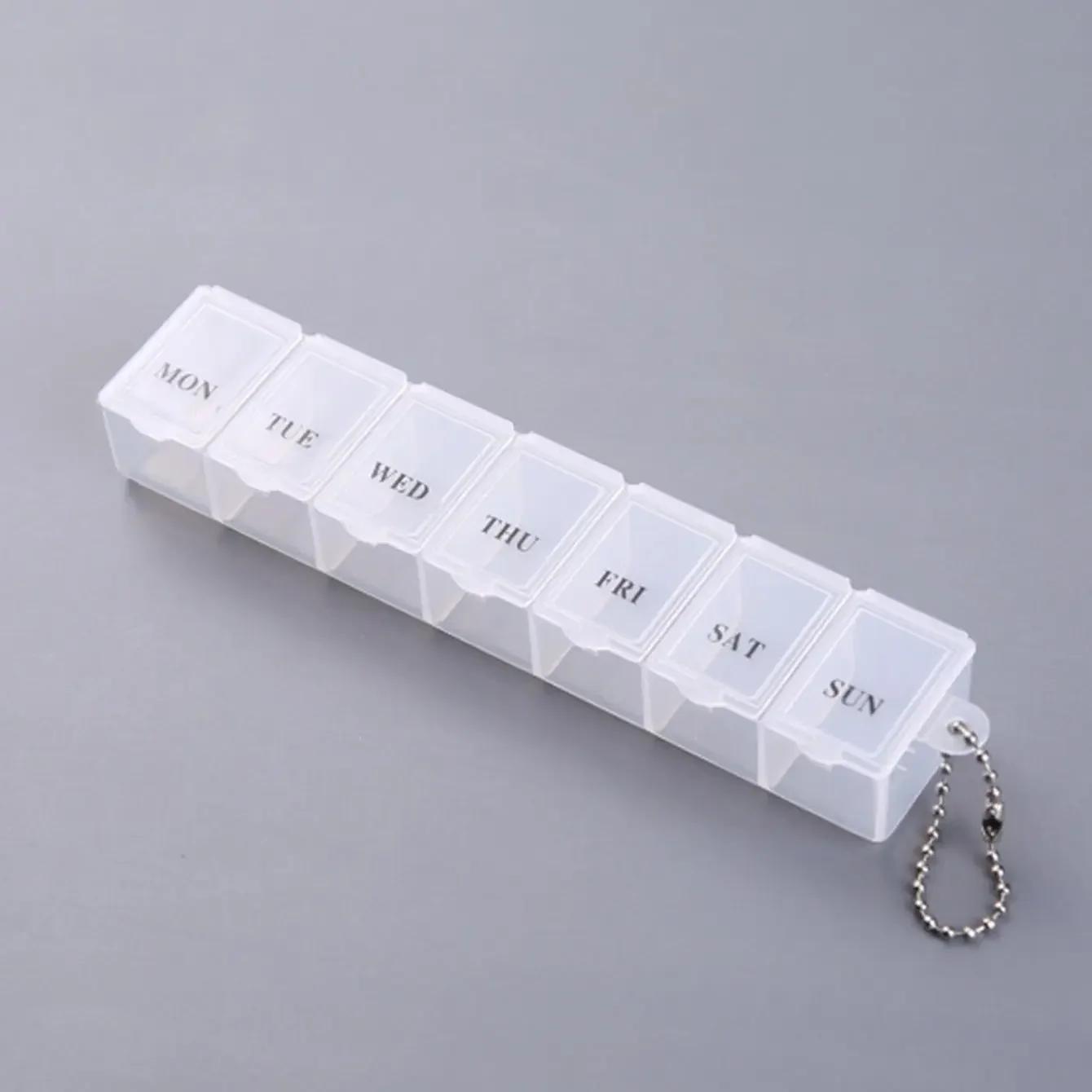 

7-дневный контейнер для таблеток, еженедельный держатель для таблеток, органайзер для хранения, контейнер, разделители для таблетниц, 3 цвета, органайзер для таблетниц