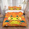 3pcs Bedding Set Pikachu Charmander Includes 1 Comforter + 2 Pillowcases, Without Pillow Inserts, Soft Comfortable,a0909177