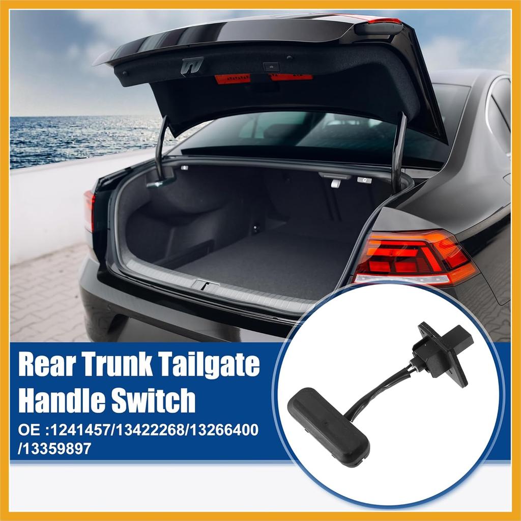 Rear Trunk Lid Tailgate Lock Release Handle Opening Button Switch for Buick Regal 2011-2016 No.1241457/13422268 - Pack of 1 Black Replacement