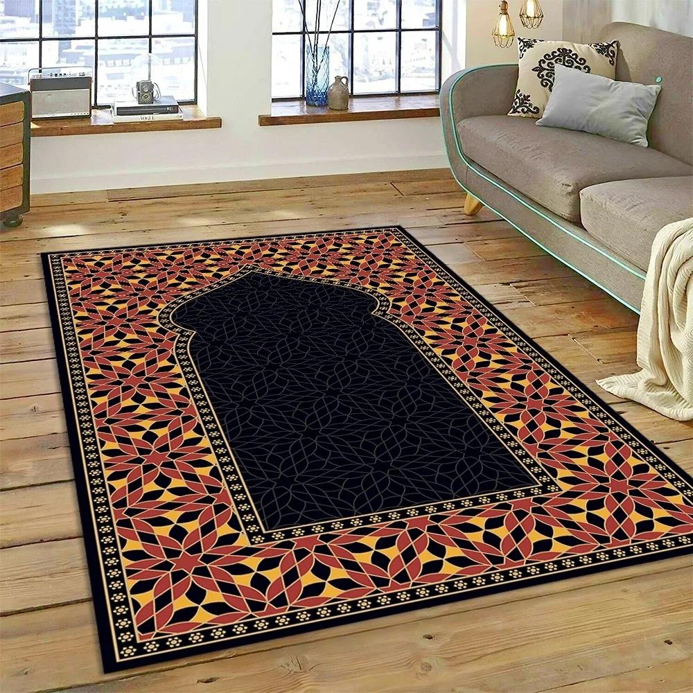 Muslimischer Islam Gebetsteppich zur Wohnzimmerdekoration Teppiche Zuhause Sofa Kaffeetisch Rutschfest Schlafzimmer Bettseite Bodenmatte Waschbar