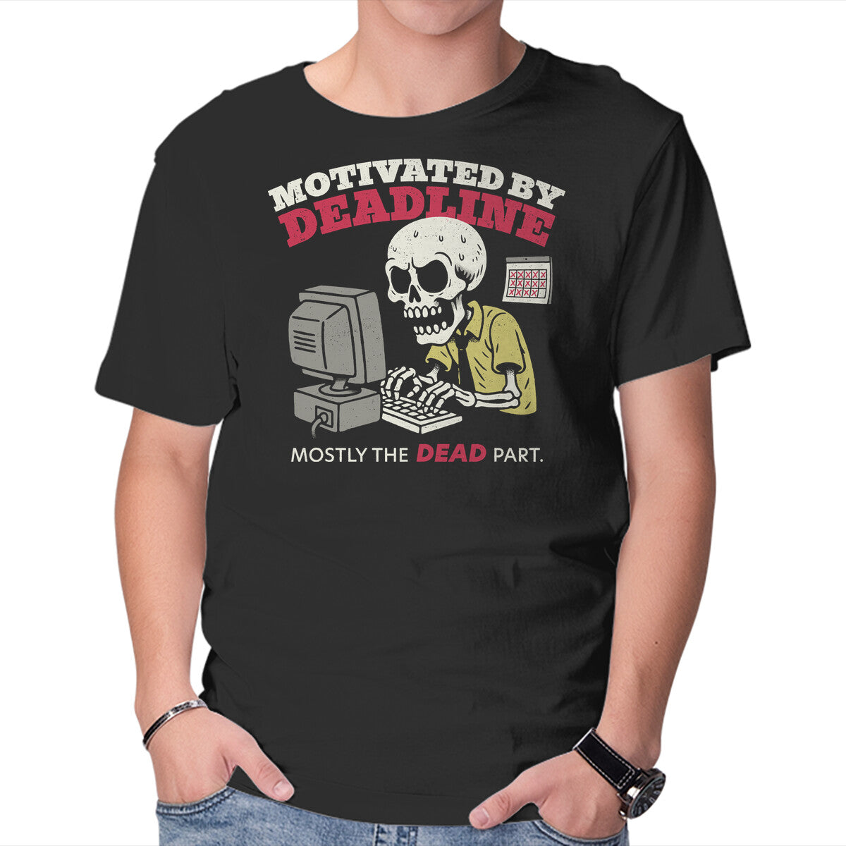 Unisex Crew Neck T-Shirt Motivated By Deadline Graphic Short Sleeve Casual Tee XXL