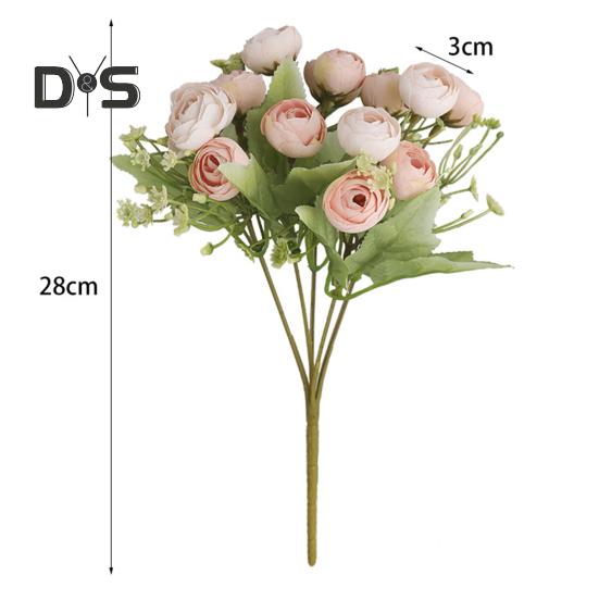 Flori artificiale, rezistente la decolorare, floare de mătase artificială, 15 capete, floare de trandafir artificial, furnituri pentru nuntă