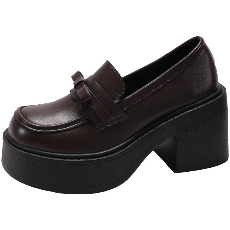 

Fashion heightening loafers 2025 autumn and winter new retro black British Mary Jane platform thick heel single shoes 35