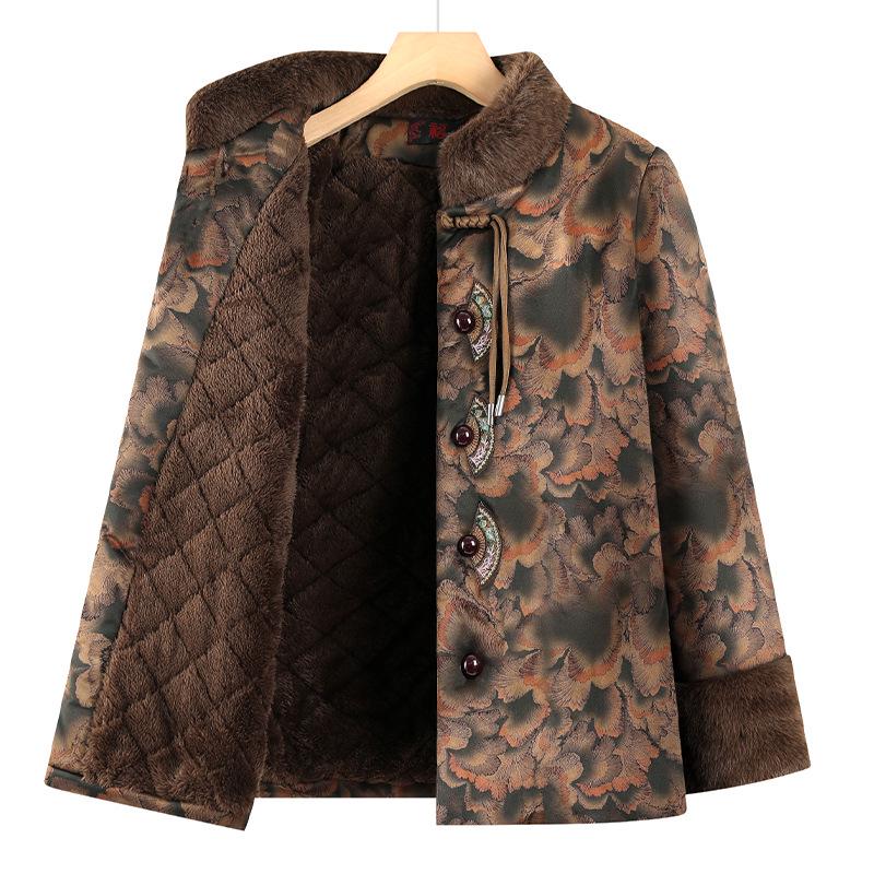 

Warm Winter Cotton Jacket for Women - Elderly & Middle-aged Tang Suit with Velvet Lining 6XL (under 160 jin)