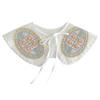 Women Girls Vintage Lolita False Fake Collar Shawl Sweet Ruffles Lace-Up Bow Decorative Necklace Choker Short Poncho