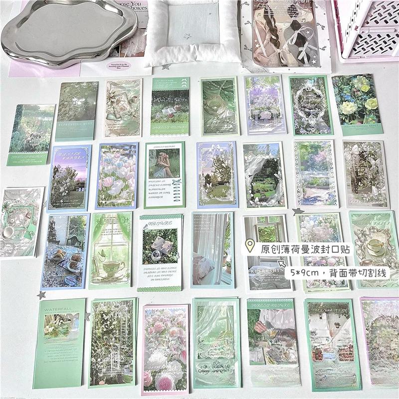 Random 30pcs Coquette Star Room Matte Film Strip Sealing Sticker Gift Packaging Packaging Sticker Planner Stickers