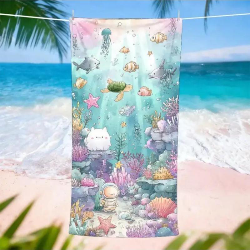 

A Beach Towel Themed Around Marine Life Exploration, Perfect for Ocean Days. It S Soft, Absorbent, And Quick-Drying,Suitable for W30*H60(CM)