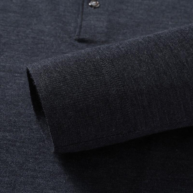 LANDUN Men's Long Sleeve Polo Wool Knit Sweater
