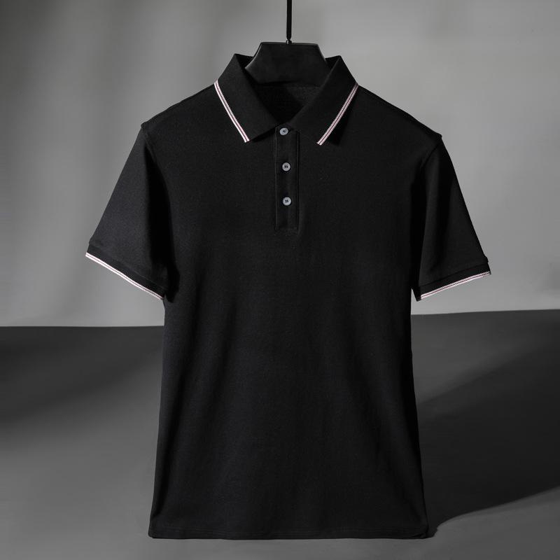 

POLO Shirt Trendy Brand Short-sleeved T-shirt Men s Summer New Youth Thin Handsome T-shirt Top XXXL чорний