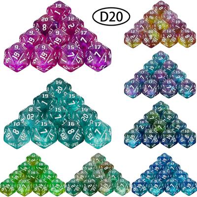 20-seitige polyedrische Würfel in gemischten Farben, D20, tolle Glitzerwürfel für RPG, DND, Mathematikunterricht und das Spielen von Tabletop-Spielen