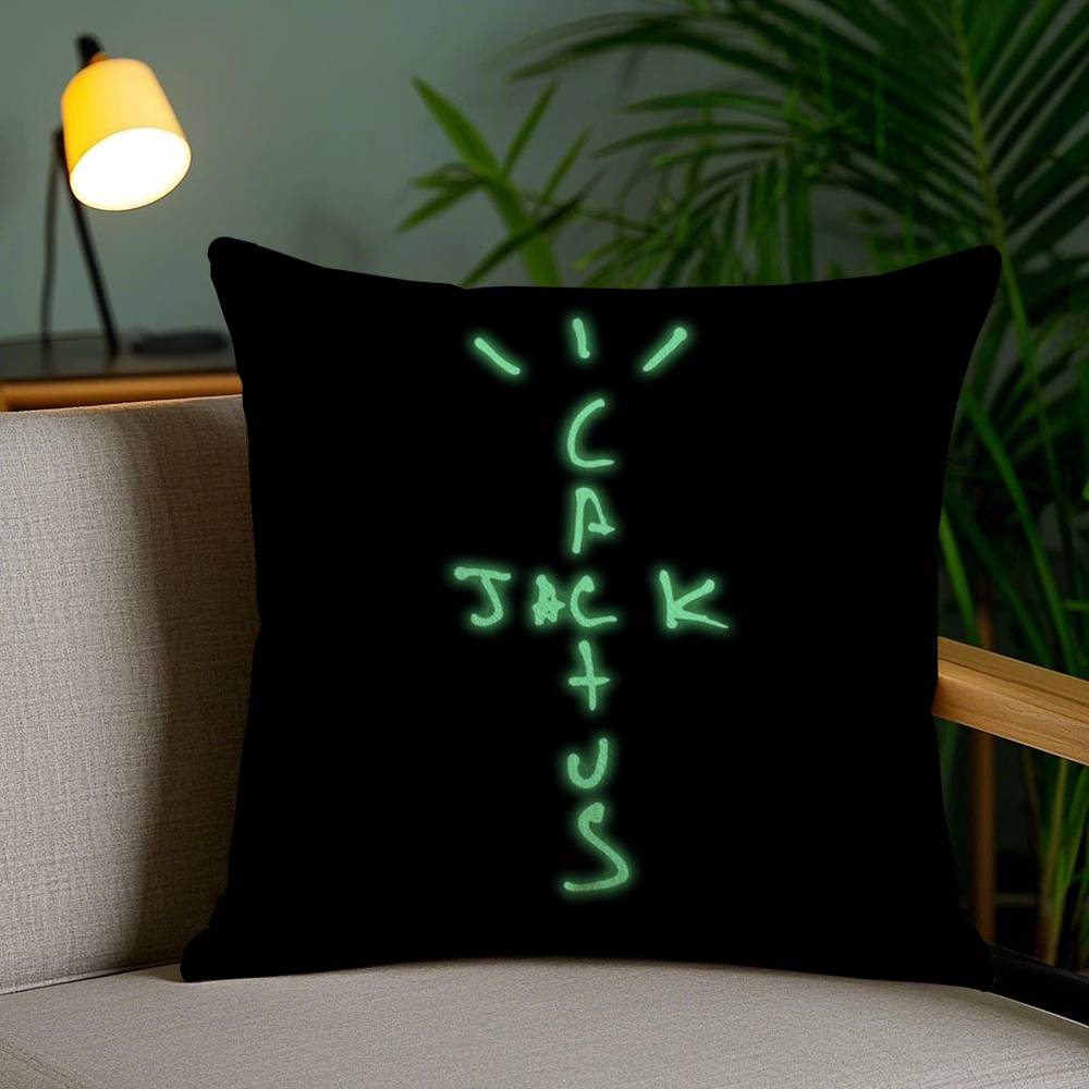 Cool C-Cactus Jack Pillow Case Home Dorm Chair Back Short Plush Double-Sided Printing Office Nap Time Cushion Cover