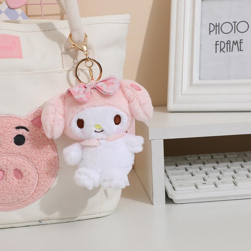 Spring Sakura Series Kuromi Pendant Plush Doll Melody Schoolbag Pendant Cute Cartoon Bag Pendant