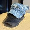 New Cute Bear Ear Baseball Cap for Men and Women with Letter Embroidery, Washed High-quality Denim Sunshade Cap