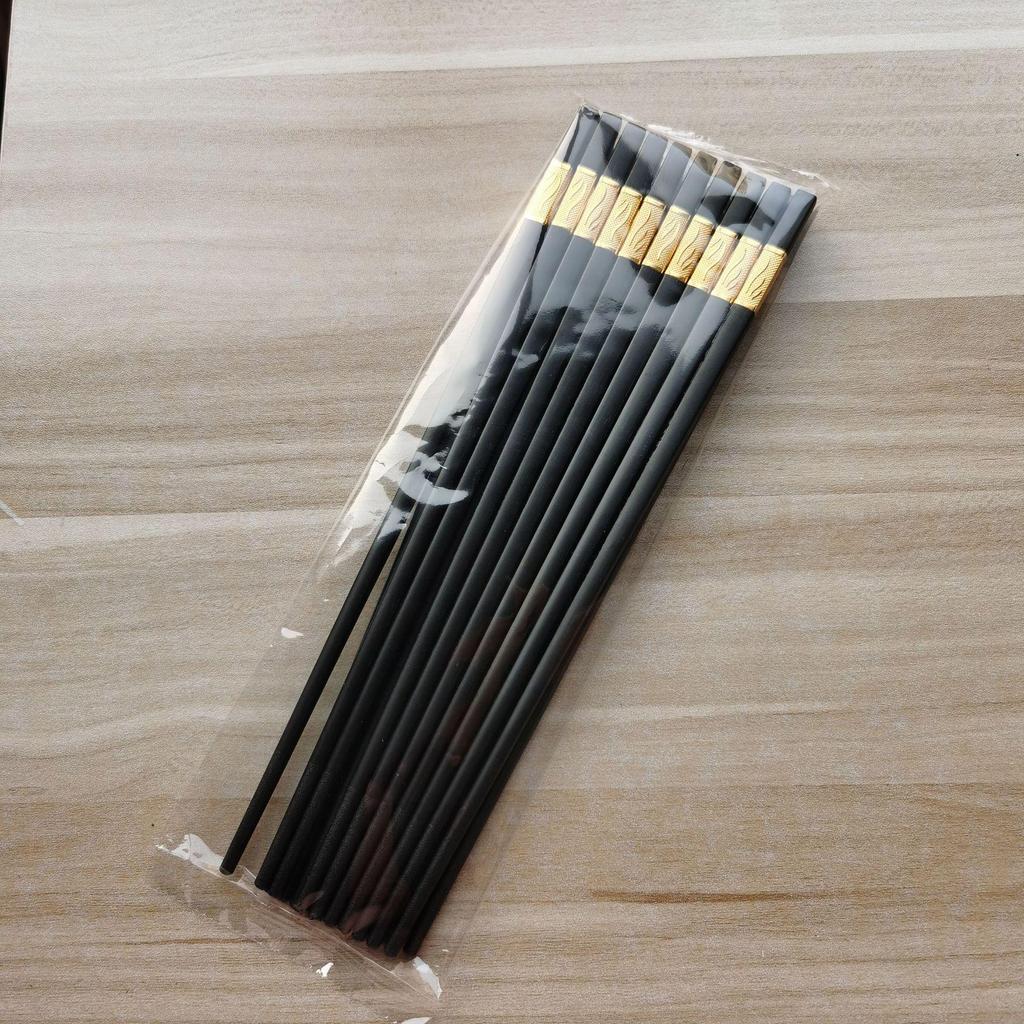 Jin Fu Black Alloy Non-slip Chopsticks for Home and Restaurant Use