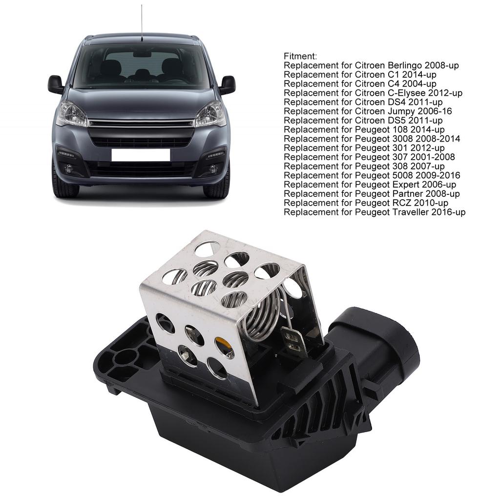 Car Radiator Fan Relay Resistor 9673999980 Cooling Resistor Replacement for Citroen Berlingo C1 C4 C‑Elysee DS4