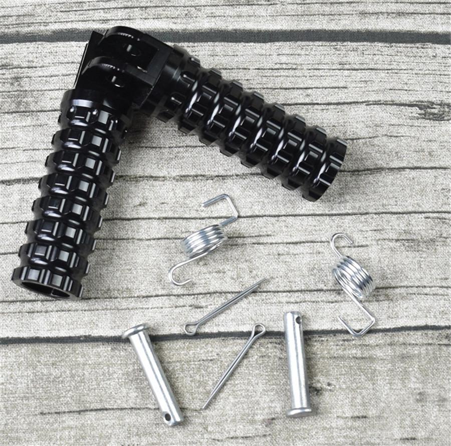 2PCS Retro Vintage Motorcycle Motorcycle Modification Bright Black Plaid Front of the Foot Pedal