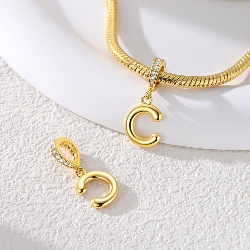 Copper Golden Letter C Charms Fit Original Bracelet Making Gift For Woman Jewelry Diy Fashion Pendant