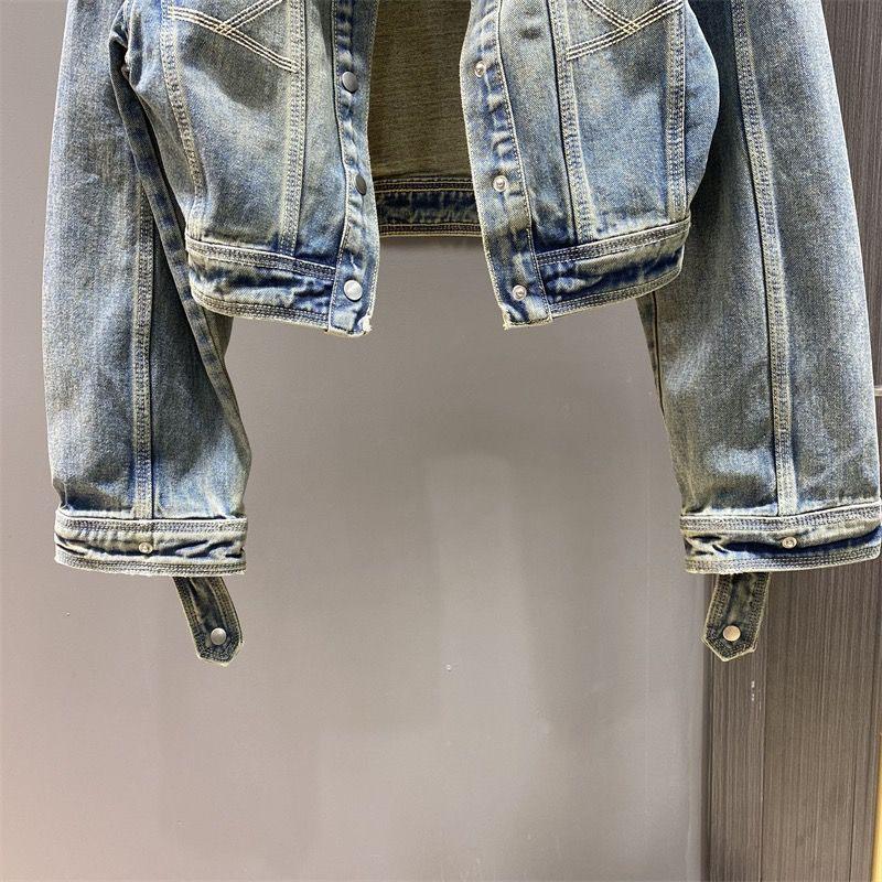 Vintage Outwear Denim Jacket Stand Collar Loose Short Jacket Female Long Sleeve All Match Casual Coat for Women
