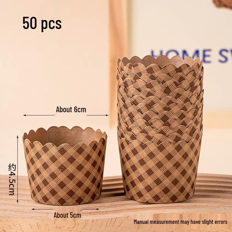 50 Hochtemperatur-Beständige Kraftpapier Muffin- & Chiffon-Kuchenförmchen - Lebensmittelqualität, Einweg, Runde Backförmchen