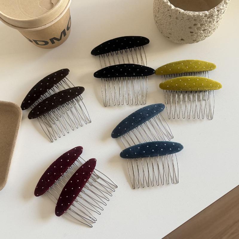 Hair Comb with Teeth Combing Bangs Flocking Material Hairpin Non-slip Broken Hair Clip Ball Head Disc Hair Supplies