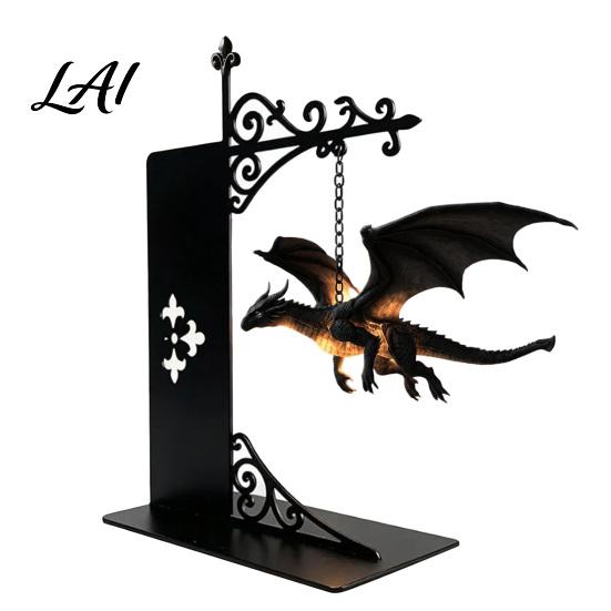 Fantasy-Literatur Fan Geschenk Drachen Bücherregal Lampe Retro Fliegendes Licht Mittelalterlicher Stil Tischdekoration Kreatives Buchstützenlicht für Bibliothek Lesen