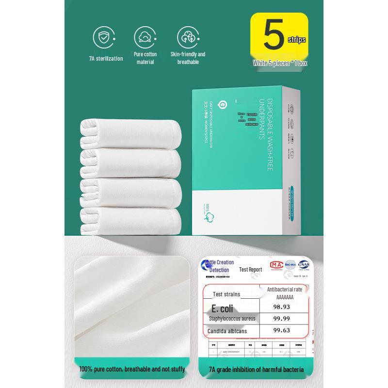 Women's & Men's Disposable Cotton Underwear - High-Waisted, Sterile, Wash-Free for Travel & Postpartum Use