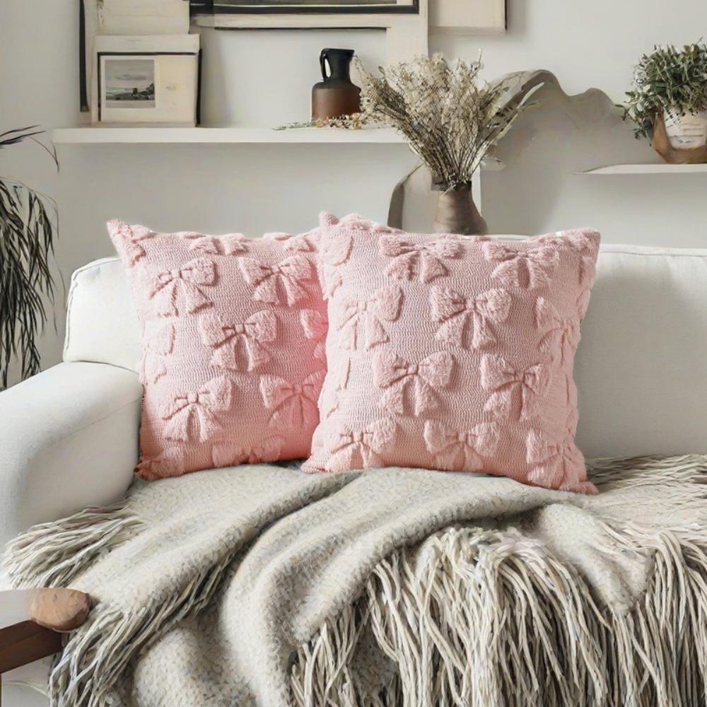 Bunny Bow and Daisy Fluffy Pillow Cover Super Soft Pillow Case Throw Pillowcase  Home Decoration